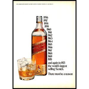 1972 Johnnie Walker Red Label Scotch Whisky Vintage Print Ad On the Rocks Photo